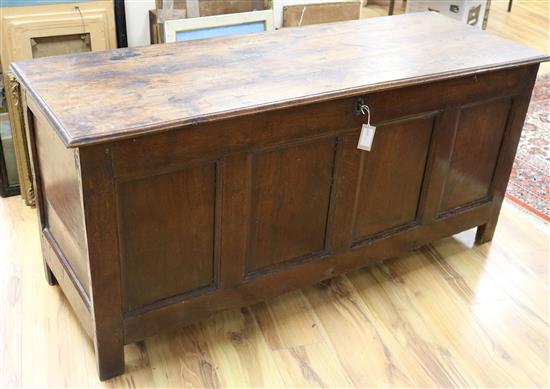 A four panel oak and elm linen chest W.148cm